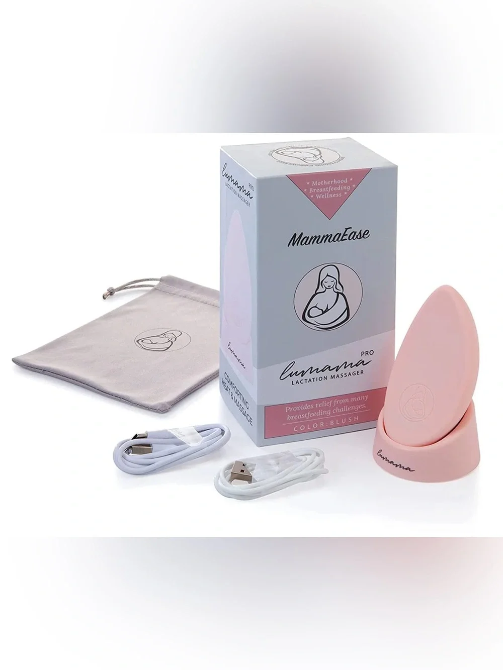 Lumama Pro MammaEase Warming Lactation Massager - Blush Pink